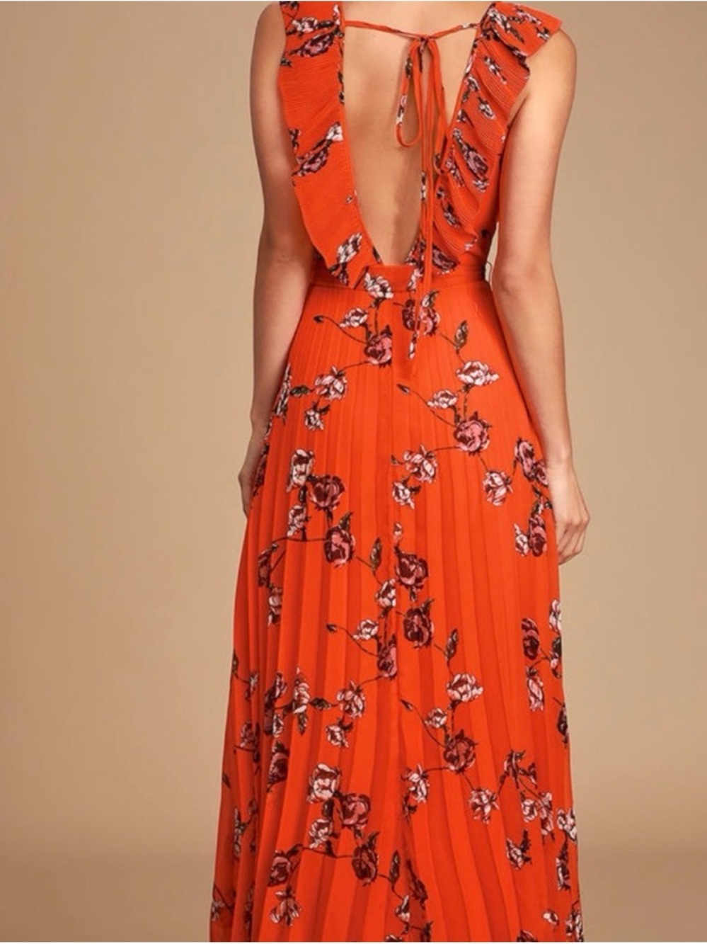 Lulu's Orange Floral Maxi Dress - Picture 4 of 9